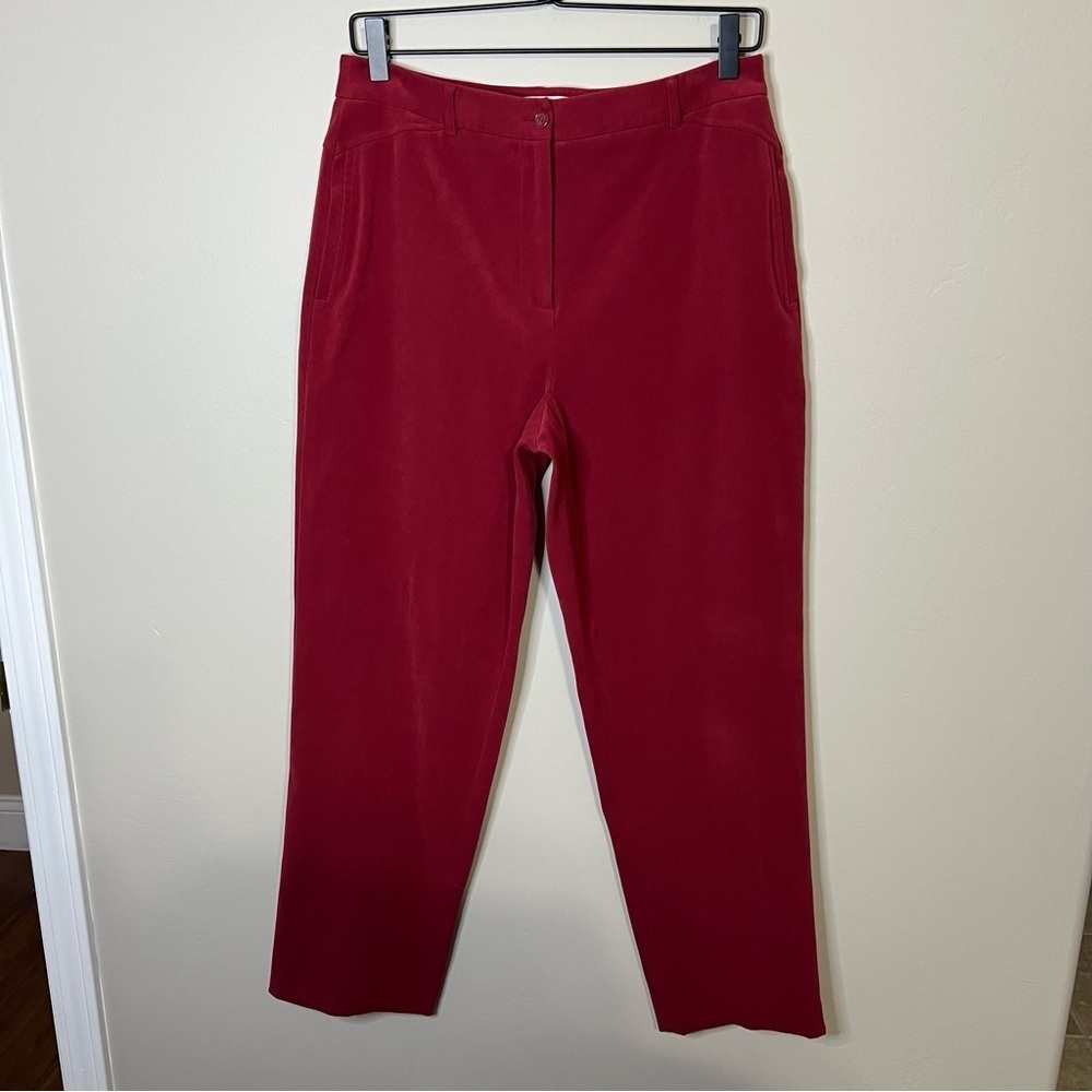 Talbots Petites Stretch Burgundy Faux Suede Straight Leg Pants size 10!